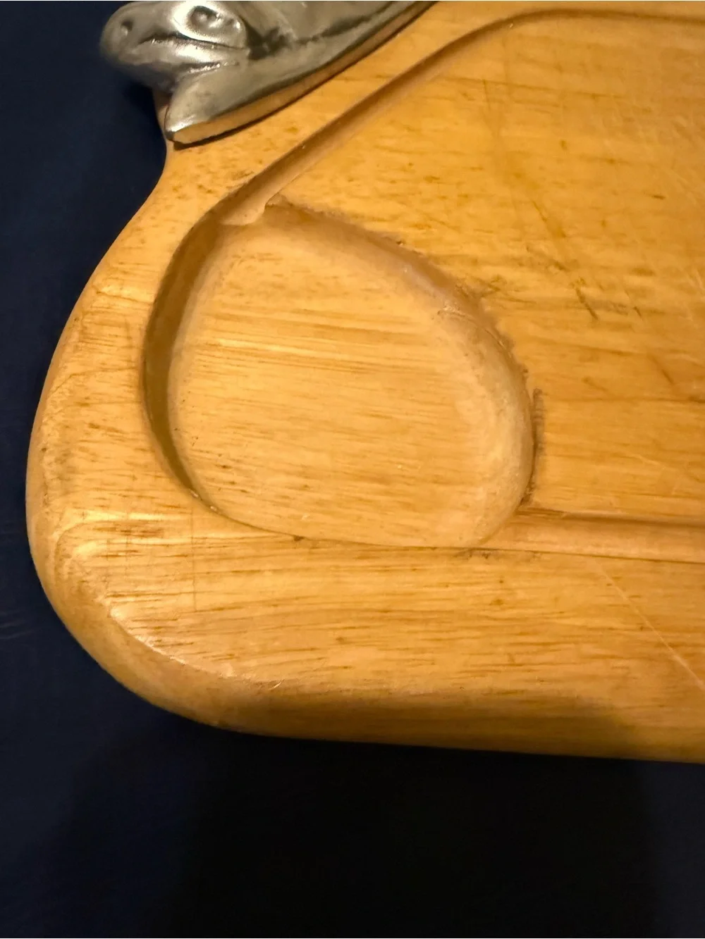 Vintage farm bull Shaped Cutting Board Metal Head Charcuterie Serving Tray 17x11